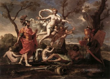 Nicolas Poussin Painting - Venus Presenting Arms to Aeneas classical painter Nicolas Poussin